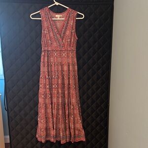 Max Studio Red and Black Patterned Maxi Dress